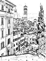 architecture, sketch, building, city, drawing, paris, vector, illustration, church, europe, street, old, art, travel, vintage, rome, cathedral, town, italy, house, ancient, landmark, tower, coloring p