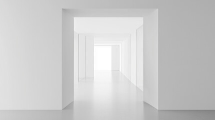 Minimalist architectural elegance in a serene white space, embodying simplicity and modern design.