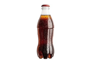 Chilled bottle of cola isolated on transparent background