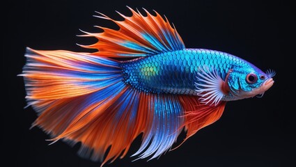 Fototapeta premium Betta fish against a Black background.