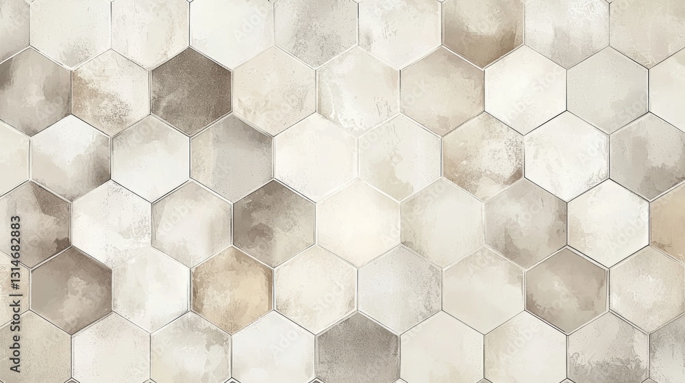 Aufkleber flat lay sketch of hexagonal stone pattern in muted tones for design and artistic inspiration