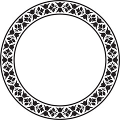 Vector black monochrome round national Indian ornament. Circle, ring, border, ethnic Hindu frame
