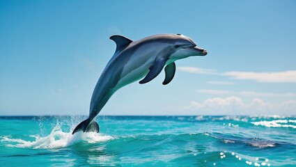Fototapeta premium Adult Bottlenose Dolphin, tursiops truncatus, Leaping
