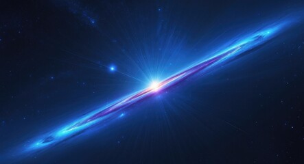 Blue luminous gamma ray burst in space, quasar, digitally generated abstract background