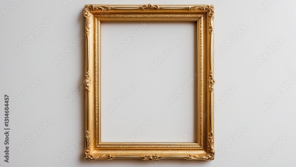 Poster golden frame on a background with clipping path isolated