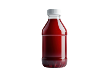 Plastic ketchup bottle standing upright isolated on transparent background