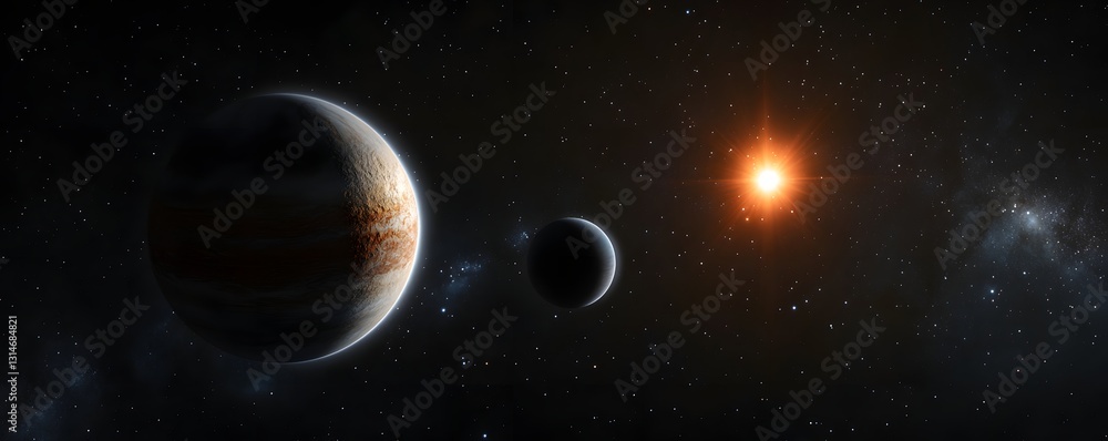 Aufkleber a planet orbiting a binary star system