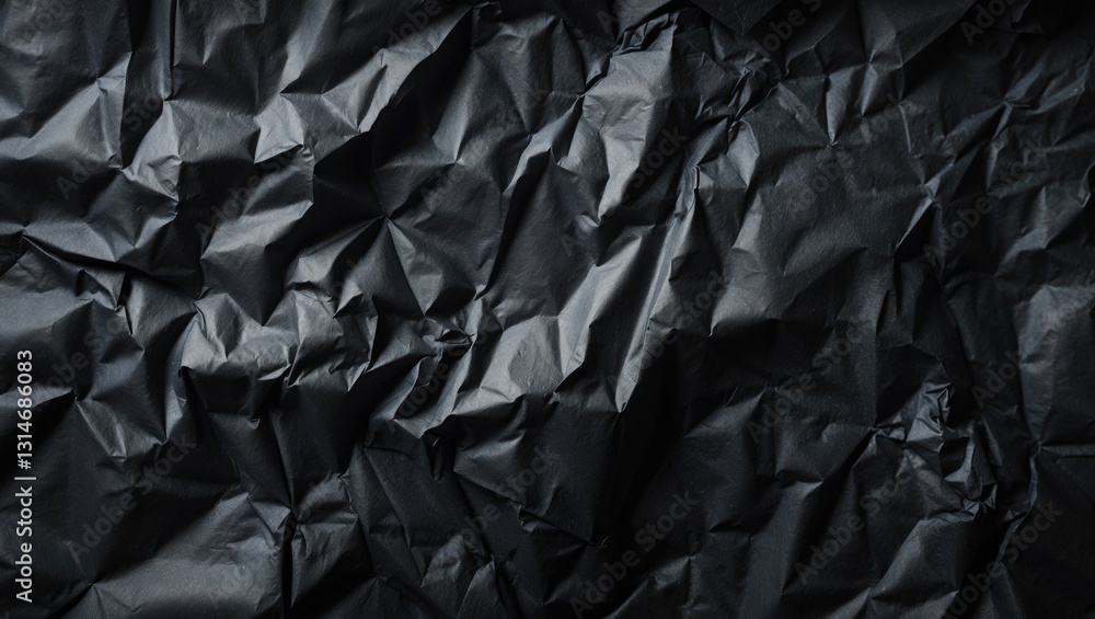 Poster crumpled texture of black paper background with an old and worn appearance. fold.