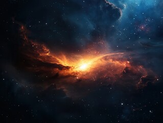 Obraz premium Vibrant explosion of colors marks the birth of a new star in a stunning cosmic vista of a distant supernova. Generative AI