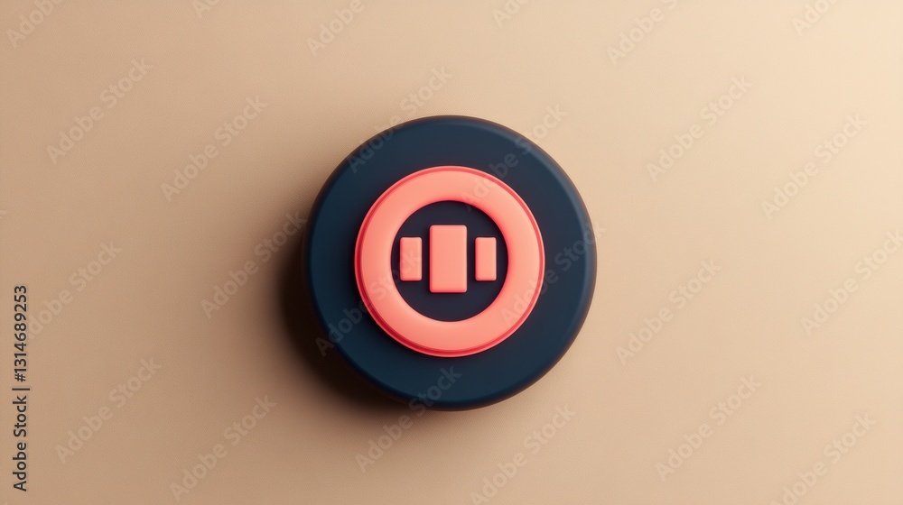 Poster Large minimalist power button icon on a neutral background with centered design showing accessibility and ample space for text below
