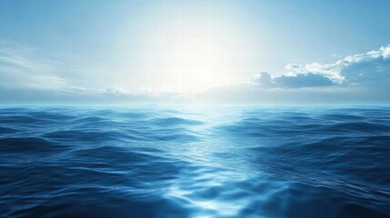 Fototapeta premium Serene Ocean Landscape: A Tranquil Blue Horizon