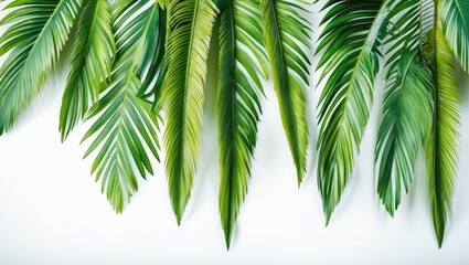 Obraz premium Collection of palm leaves pattern in green, isolated on a white background.