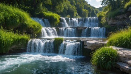 Obraz premium Krka waterfalls. Natural scenery.