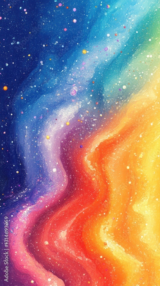 Poster vibrant cosmic swirl of colors in abstract painted style creating a dreamy and artistic background w