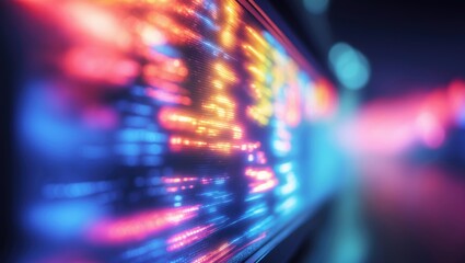 LED screen featuring a close-up blur, with a background that has soft focus. Perfect for design, serving as an abstract background.