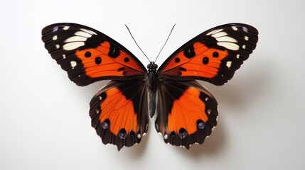 Fototapeta premium A beautiful orange and black butterfly displayed on a white background