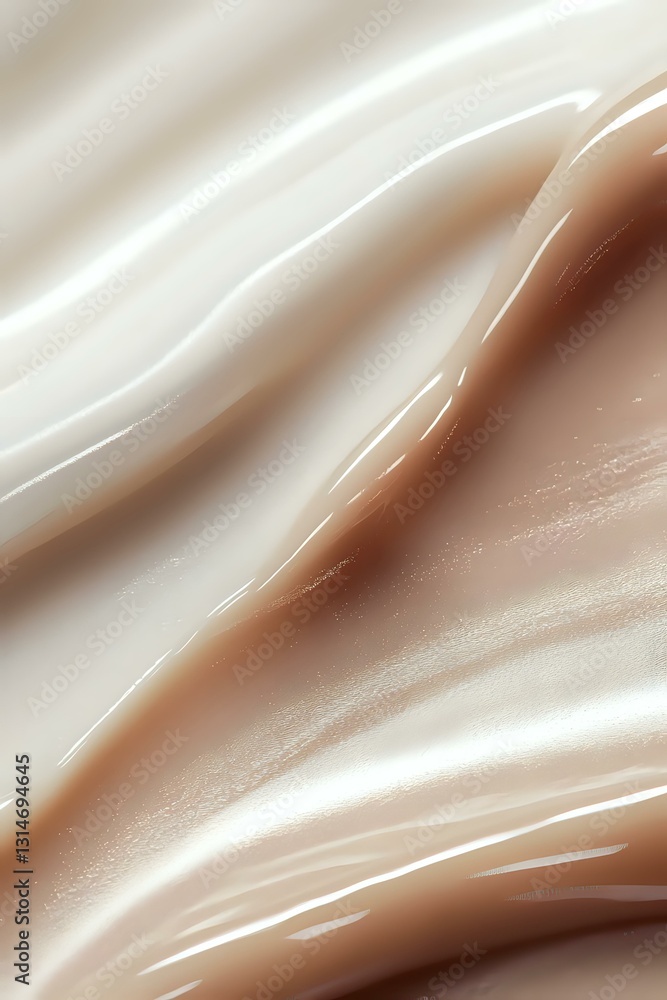 Poster smooth flowing abstract waves in cream and chocolate brown colors create luxurious satin texture bac