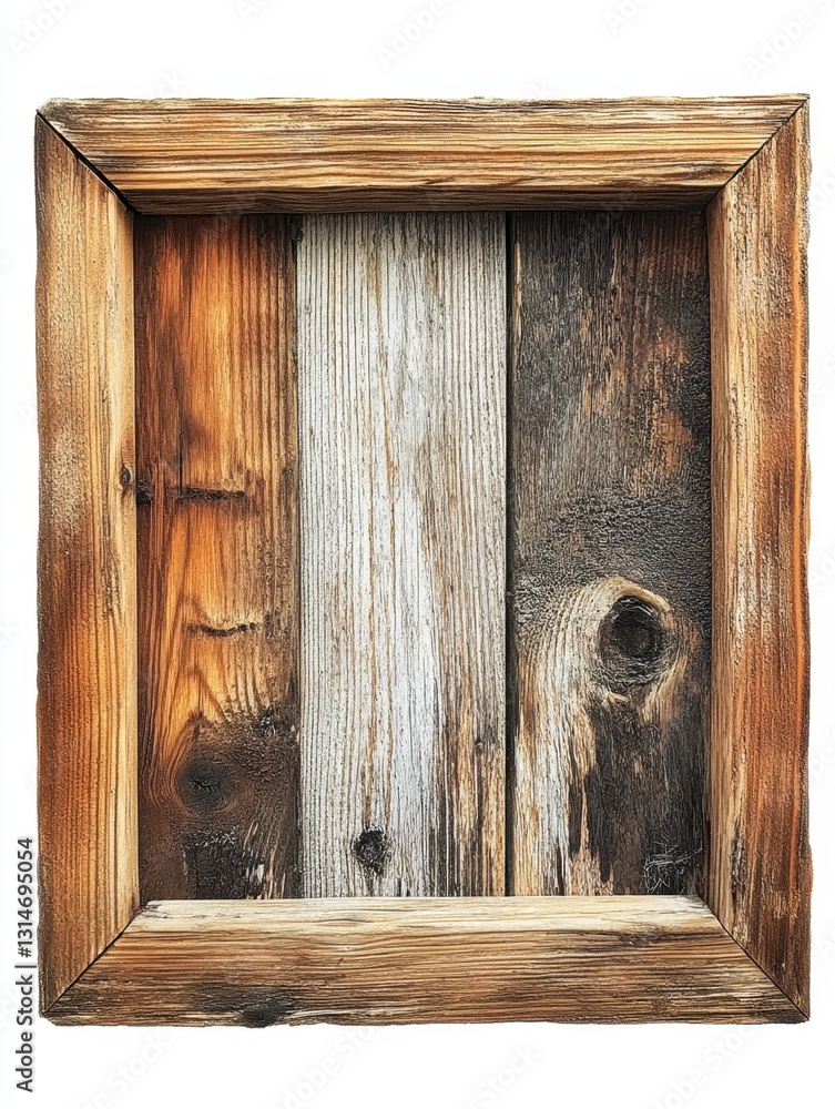 Poster rustic wooden frame showcasing aged planks with varied textures and tones creating a vintage and nat