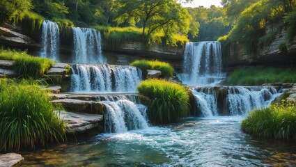 Obraz premium Krka waterfalls. Natural scenery.