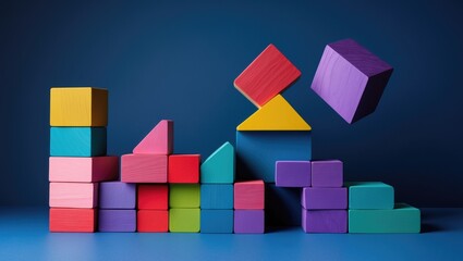 Obraz premium Geometric shapes against a blue backdrop.