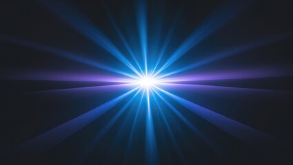 Lens flare, blue glow light effect on black. Image of rays light effects, overlays or flare for creative design. Screen blending mode. Collection of abstract sunburst, flare, and glare over backgro...