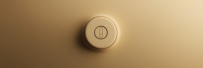 Minimalist power button icon centered on neutral background with ample text space for accessibility and design aesthetics