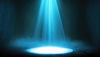 light blue spotlight shining downward