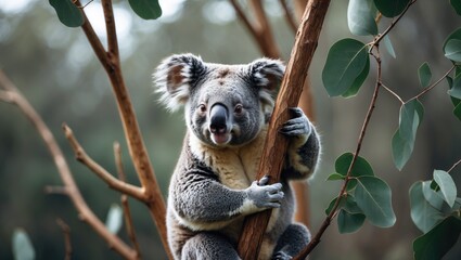 Fototapeta premium Koala residing in eucalyptus