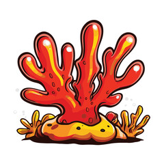 Obraz premium Coral Simple Vector Logo – High-Contrast 2D Flat Design Illustration