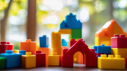 Fototapeta premium Plastic Building Block Toys for Creative Play