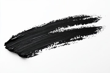 Abstract black cosmetic smear on clean white backdrop for beauty product photography and design projects