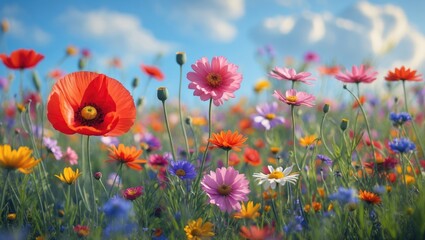 Fototapeta premium Wildflowers on a sunny day