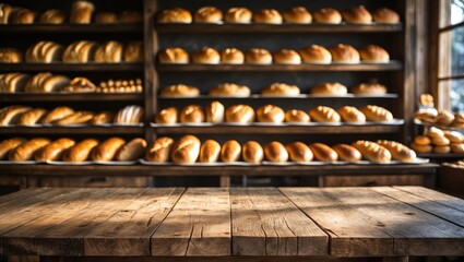 Wooden board empty tabletop backdrop. Abstract blurred background.