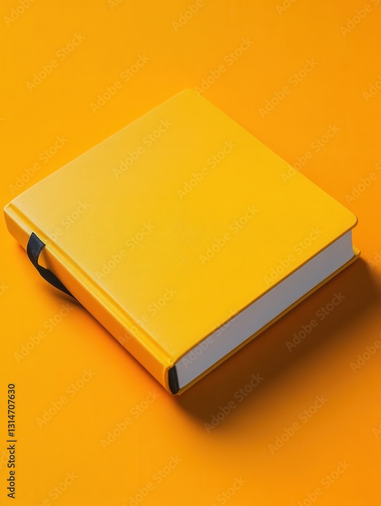 Poster bright yellow notebook on matching background capturing simplicity and focus for creative writing an