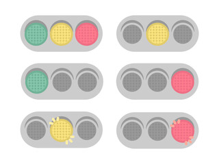 信号機　イラストセット（横型）