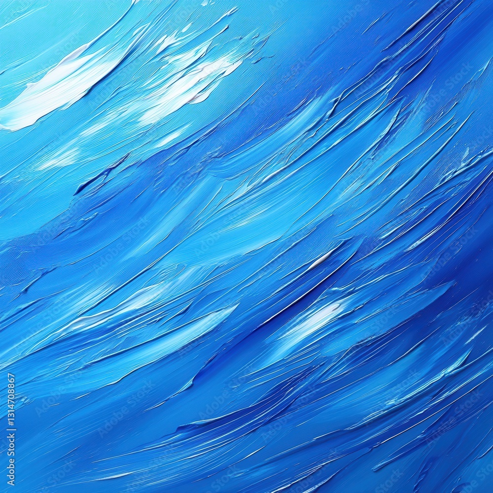 Poster abstract blue and white paint strokes creating a dynamic textured background with diagonal lines and