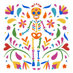 mexican holiday skeleton colorful decorative pattern.eps