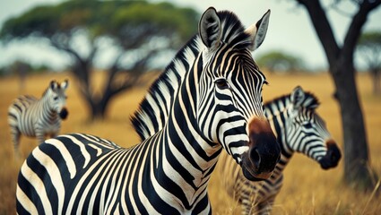 Fototapeta premium Zebra in the wild safari