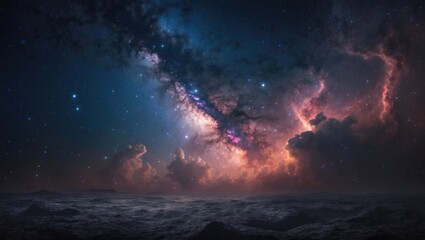 Naklejka premium backdrop in space featuring stars and nebulae