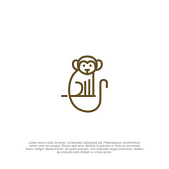 Simple outline minimalist monkey logo with smooth lines and friendly appeal, great for playful branding, mascot logos, and creative agencies