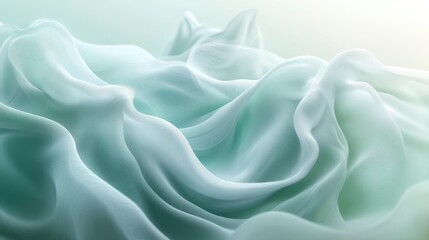 Obraz premium Soft, flowing fabric in gentle shades of mint green, creating a serene and delicate atmosphere.