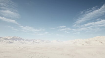 Desert landscape, mountains, pale sky, vastness