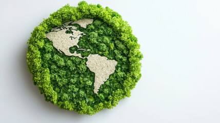 Leaves or trees forming the shape of the Earth on a white background . 