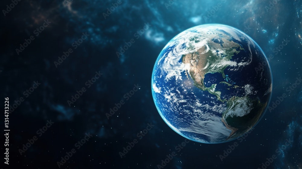 Poster silhouette of the earth on a background with a soft color gradient, symbolizing the atmosphere and s