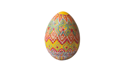 Colorful decorated easter egg rotating on transparent background