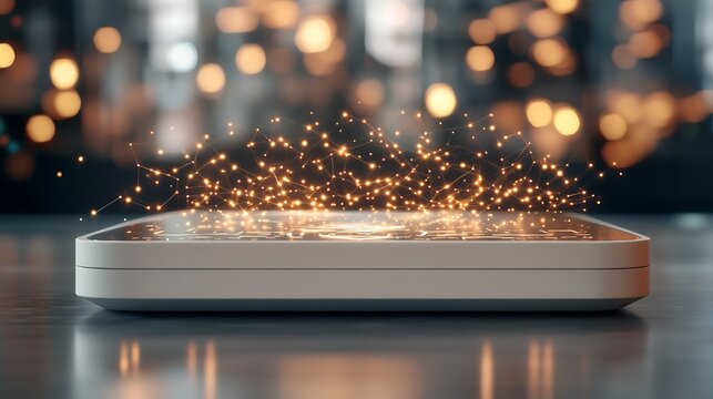 Innovative sparkling technology event modern workspace digital art contemporary environment close-up view creative concept