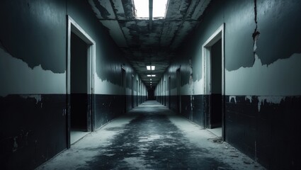 Fototapeta premium paranormal corridor passage in deserted structure