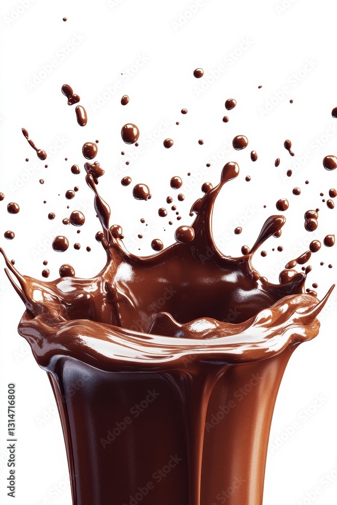 Poster captivating chocolate splash isolated on white background showcasing dynamic motion and rich texture