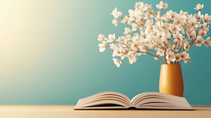 Pages transform into a blossoming tree representing knowledge and nature's beauty in serene surroundings