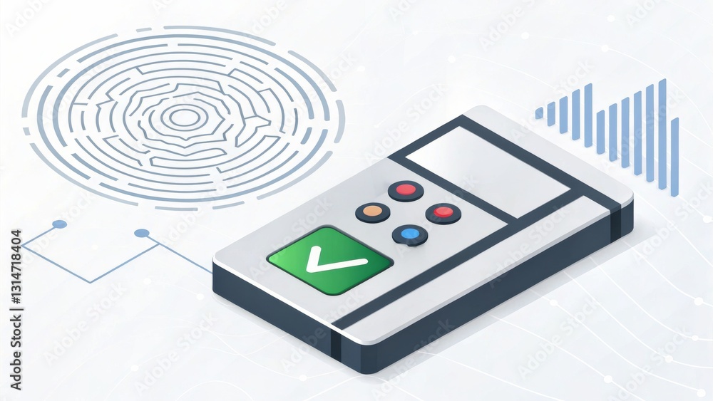 Aufkleber illustration of a biometric scanner with a fingerprint design.